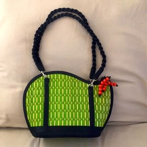 Green woven basket purse